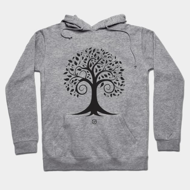 Deciduous Tree: A Minimalist Black Design Hoodie by Greenbubble